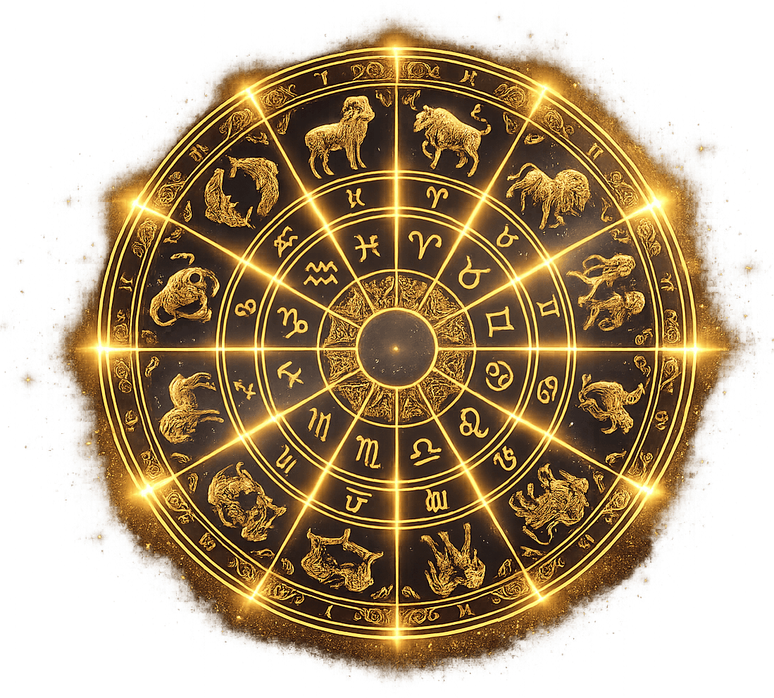 Zodiac wheel astrology illustration